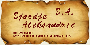 Đorđe Aleksandrić vizit kartica